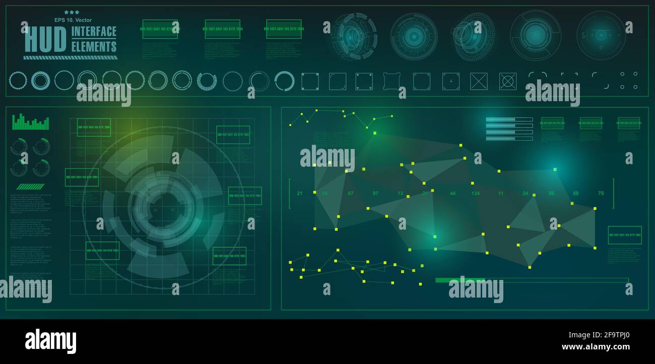 Interfaccia utente grafica virtuale touch blu futuristica Illustrazione Vettoriale