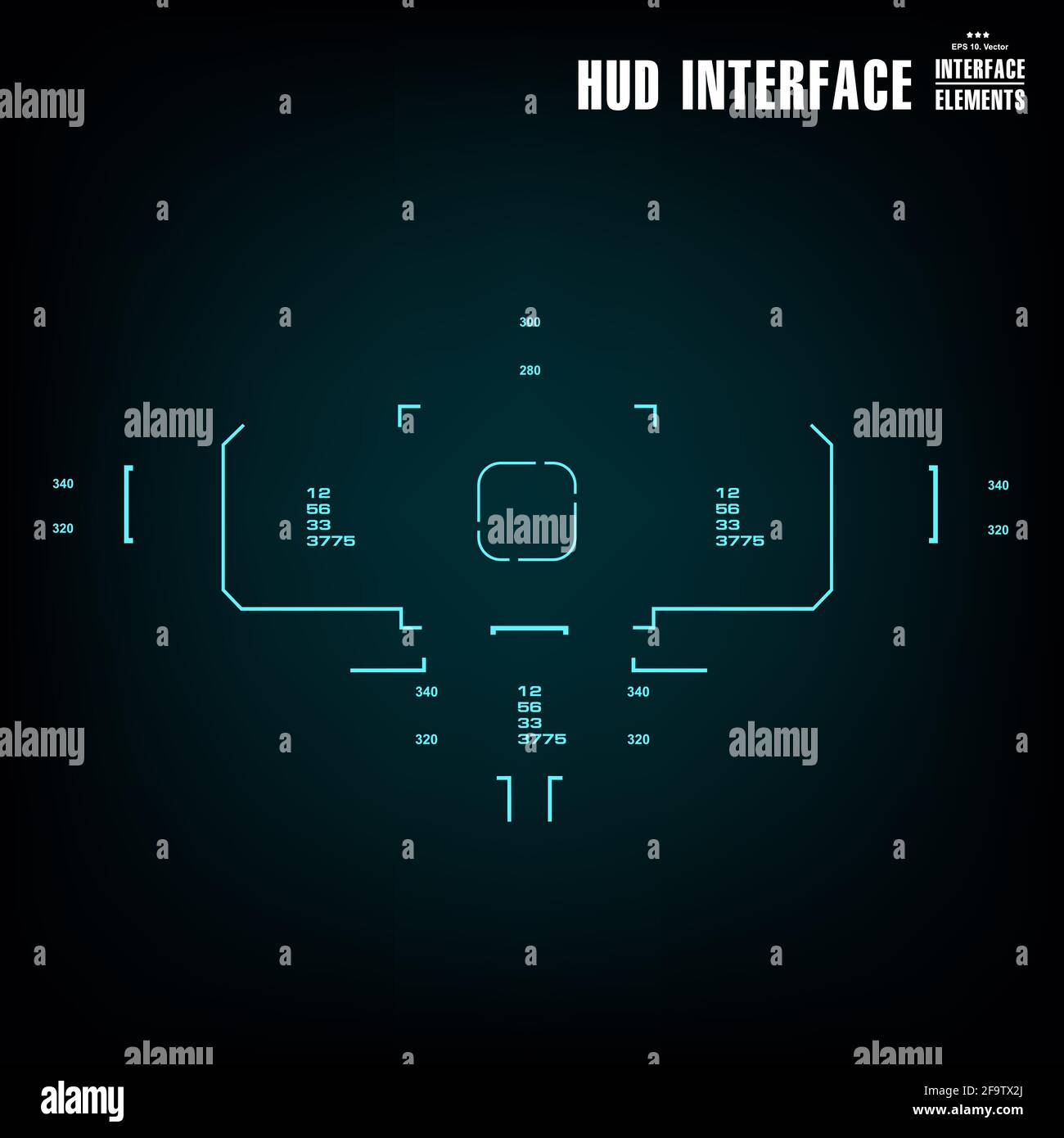 Interfaccia utente grafica virtuale touch blu futuristica Illustrazione Vettoriale
