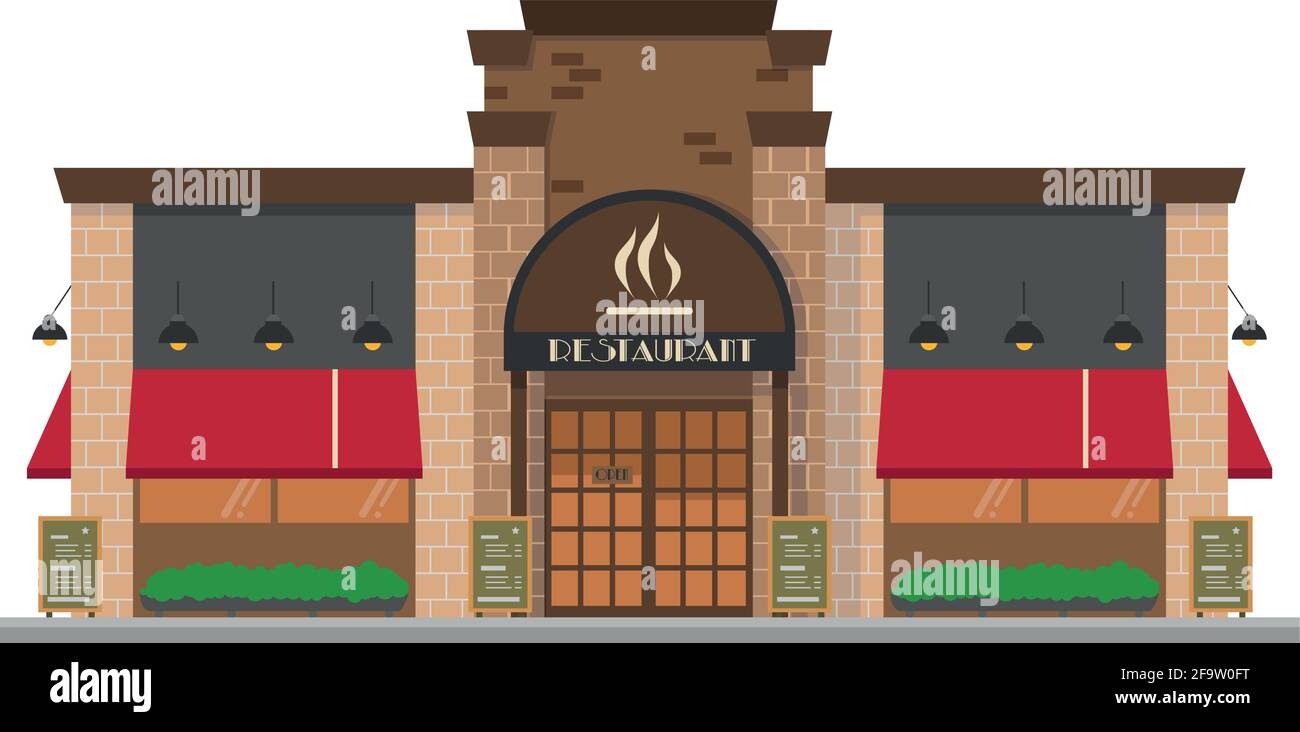 Carino cartoon vettore illustrazione di un ristorante Illustrazione Vettoriale