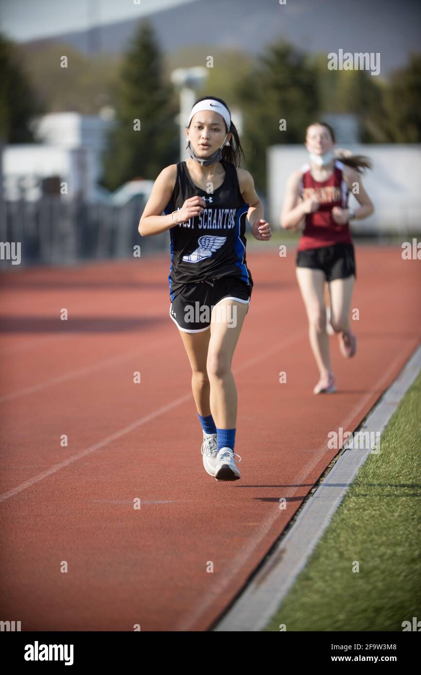 4/20/21 incontro tra Scranton e West Scranton Track Foto Stock