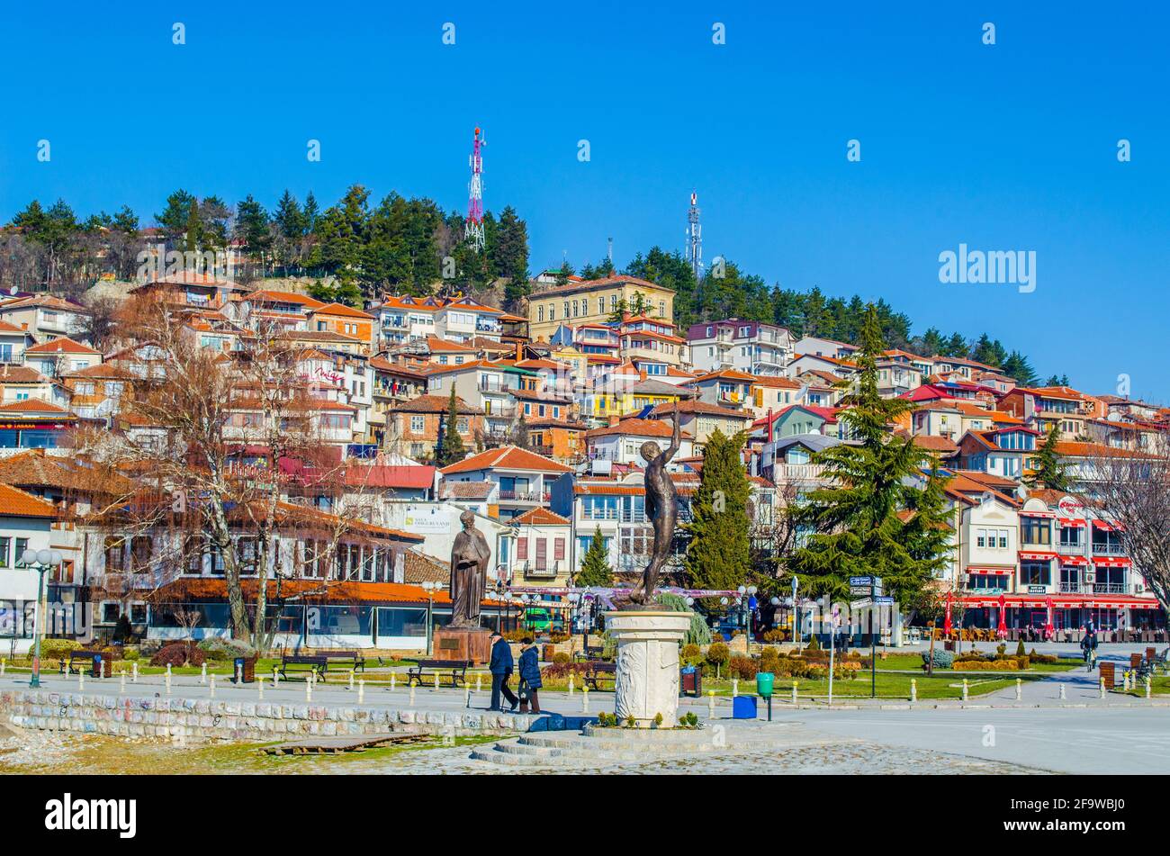 OHRID, MACEDONIA, 14 FEBBRAIO 2014: Vista della parte storica della città di ohrid in macedonia - fyrom - che appartiene alla lista del patrimonio mondiale dell'unesco Foto Stock