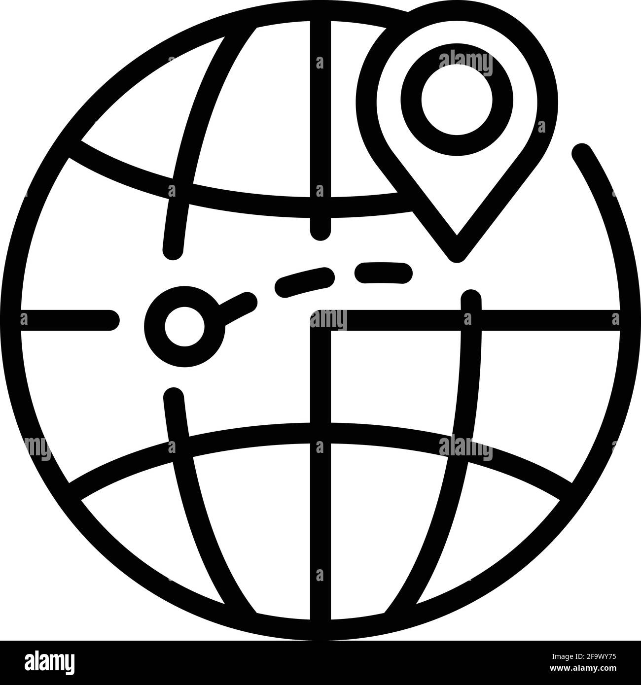 Icona merci per la consegna globale. Contorno icona vettore merci di consegna globale per il web design isolato su sfondo bianco Illustrazione Vettoriale