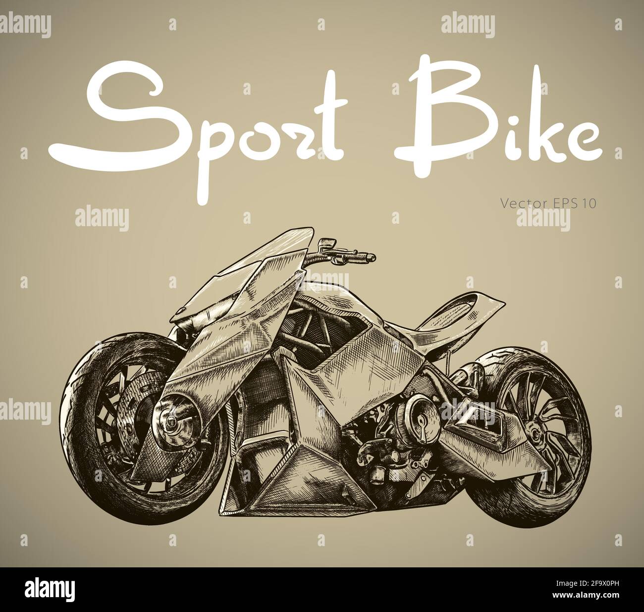 Moto sportiva. Illustrazione vettoriale dello stile di schizzo Illustrazione Vettoriale