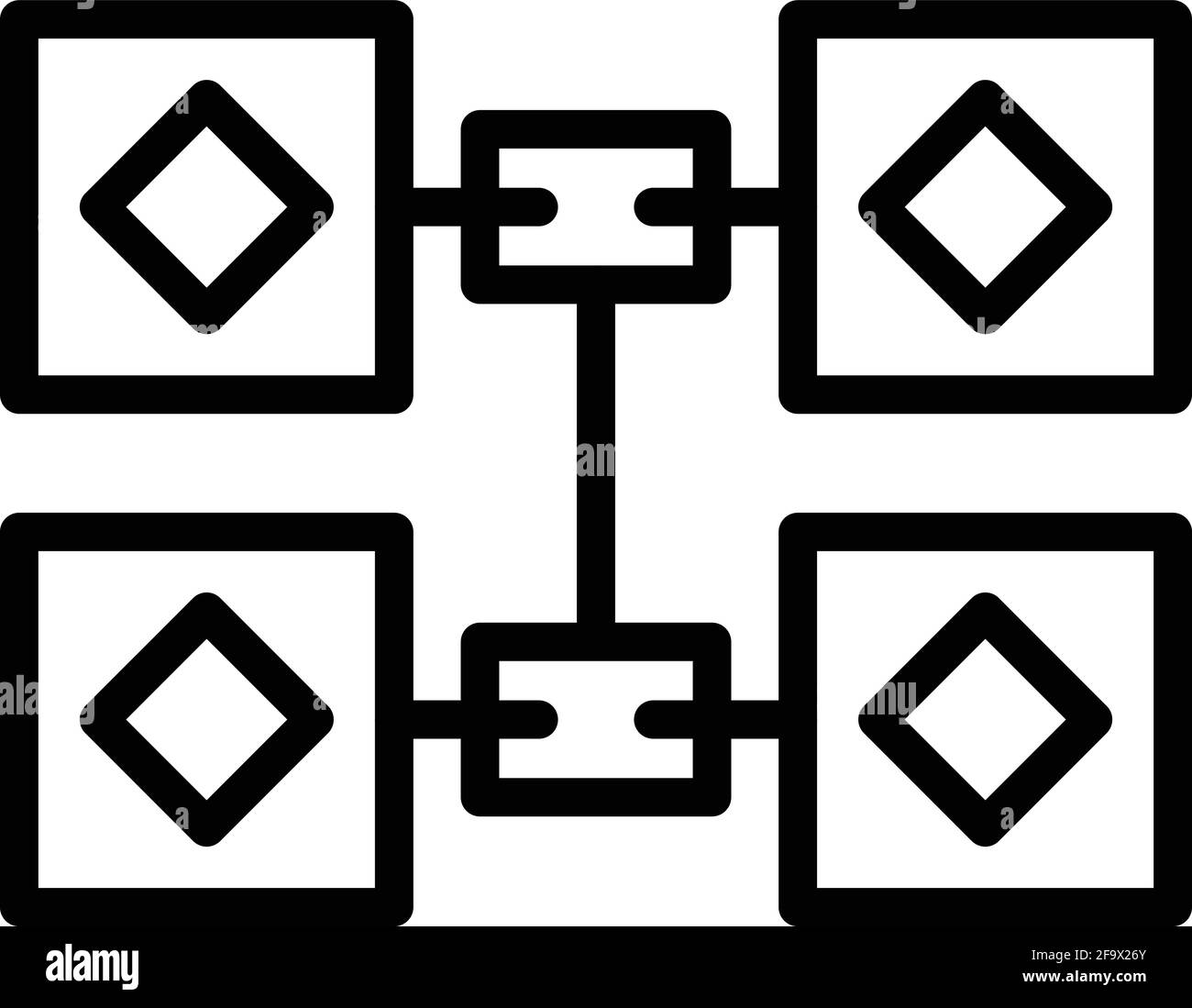 Icona di rivoluzione del Blockchain. Contorno Blockchain Revolution vettore icona per web design isolato su sfondo bianco Illustrazione Vettoriale