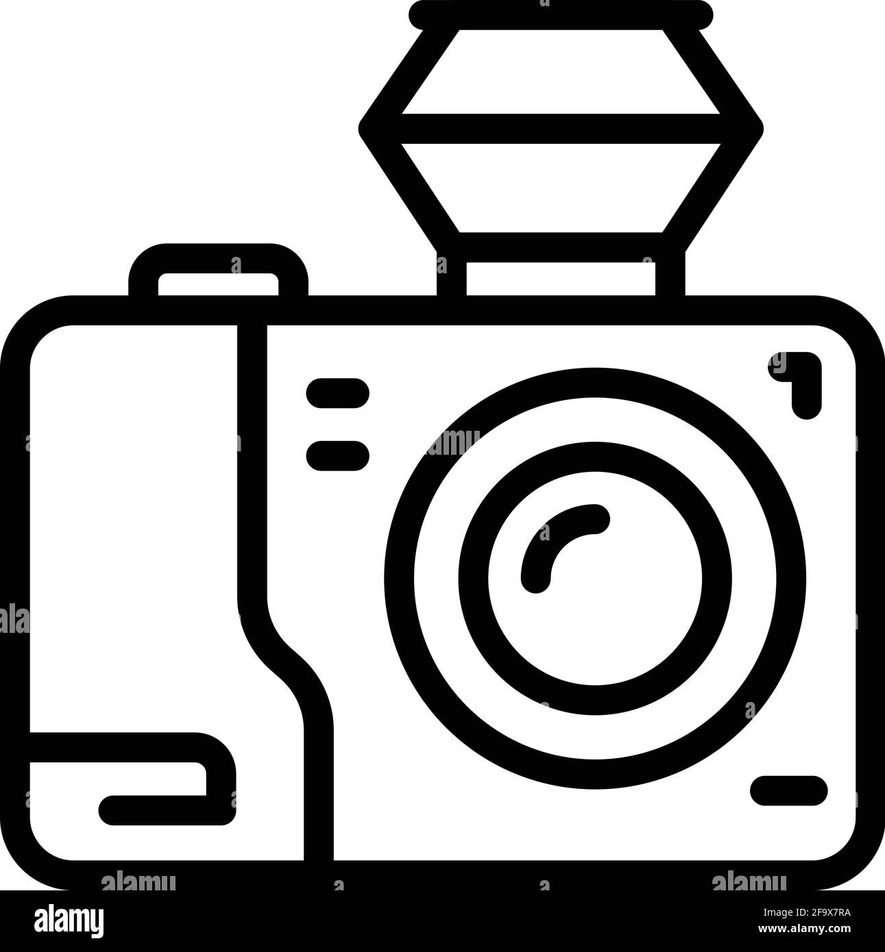 Icona della videocamera di viaggio. Icona vettoriale della videocamera Outline Trip per il web design isolato su sfondo bianco Illustrazione Vettoriale