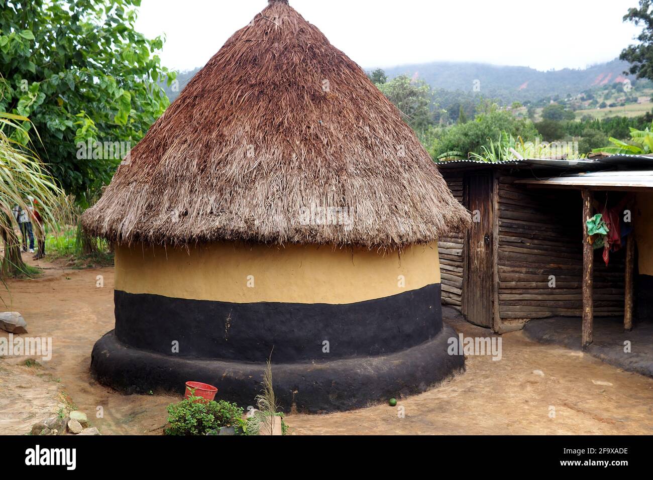Tradizionale rifugio di fango africano in un villaggio Foto Stock