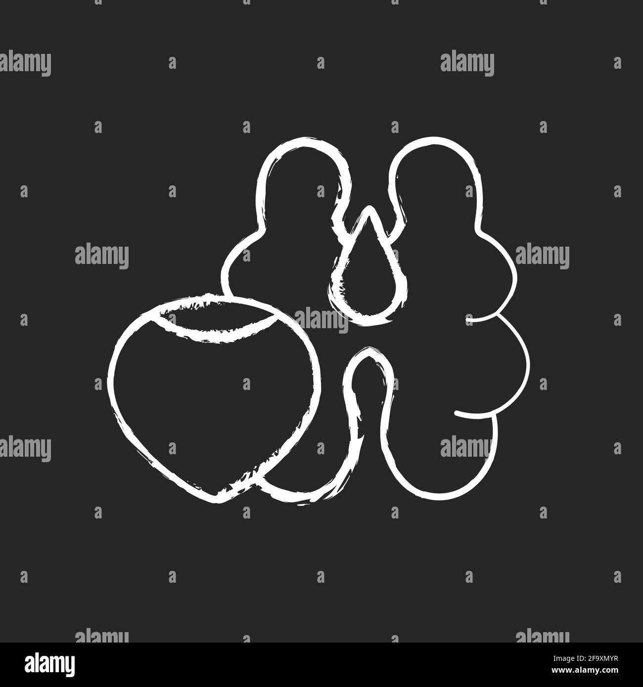 Albero noci gesso bianco icona su sfondo nero Illustrazione Vettoriale