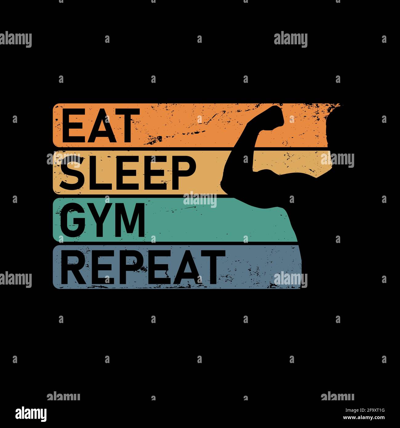 Treno Eat Sleep Ripeti. Citazione motivazionale. Modello per palestra, t-shirt, copertina, banner o le tue opere d'arte. Illustrazione Vettoriale