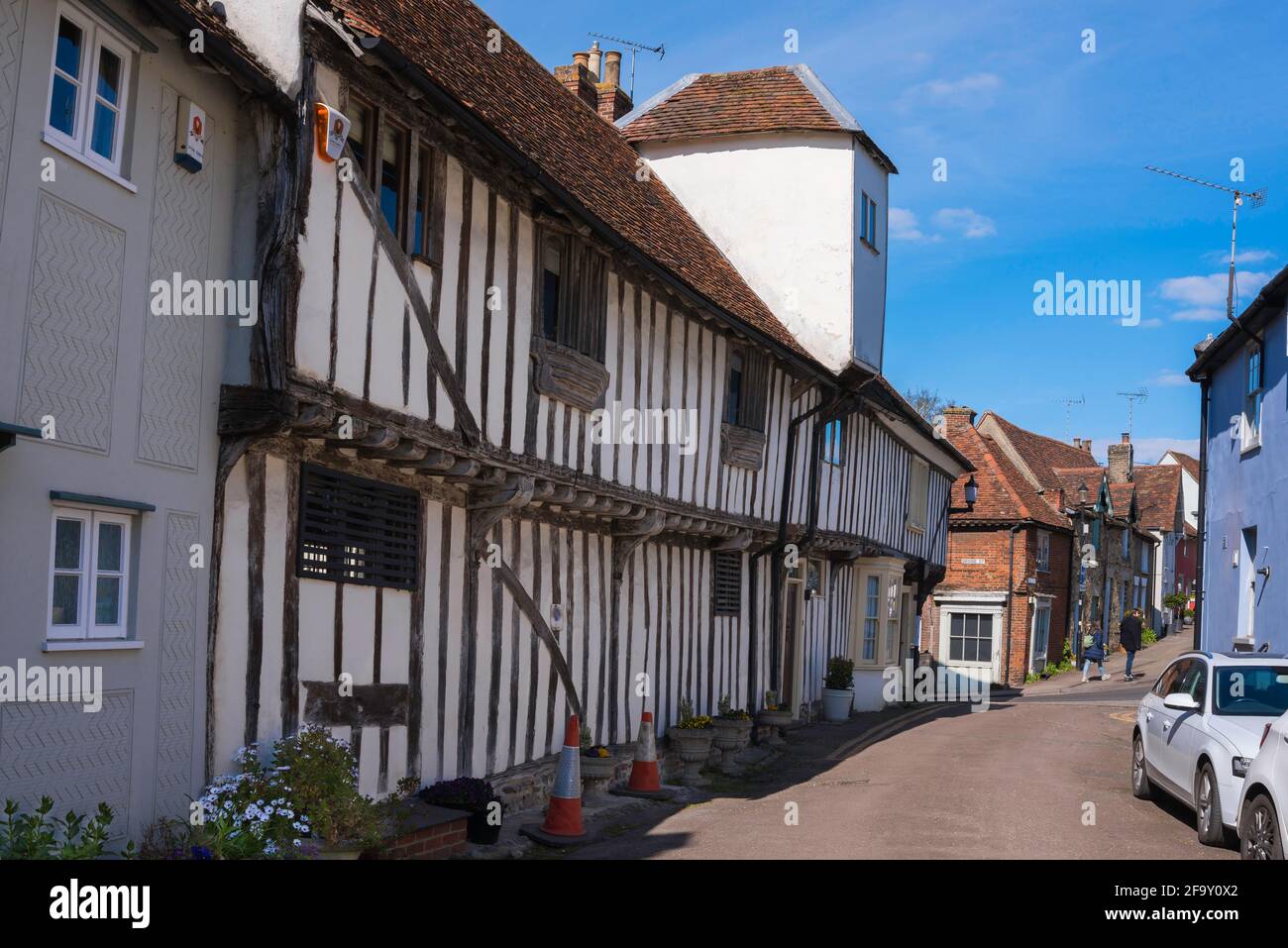 Middleton Place Saffron Walden, vista di 1 Myddleton Place - la più antica (15 ° secolo) casa abitata a Saffron Walden, Essex, Inghilterra, Regno Unito Foto Stock
