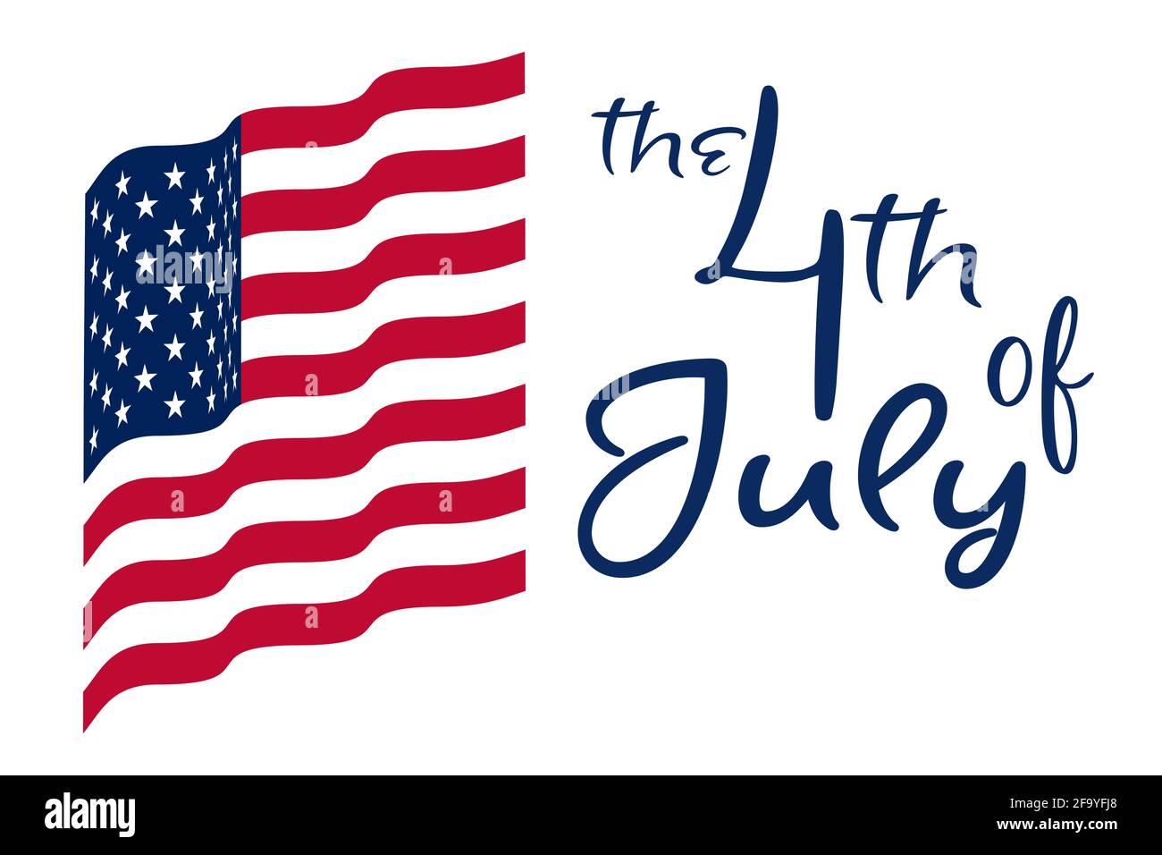 sventolare la bandiera americana e il testo dell'invito a luglio scheda Foto Stock