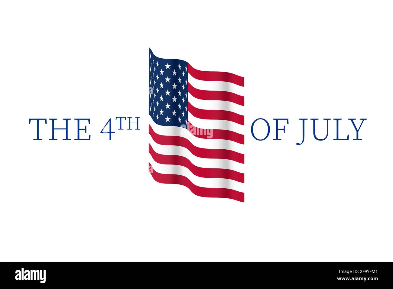 carta illustrativa del testo della bandiera americana del 4 luglio per la celebrazione dell'invito Foto Stock