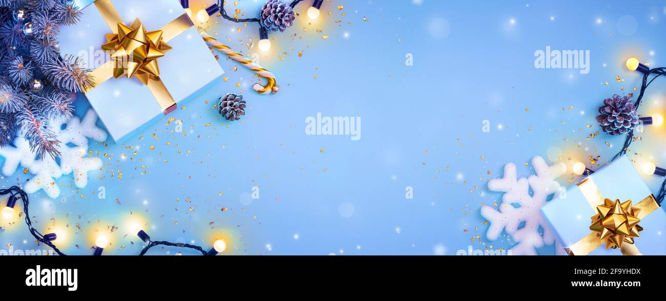 Regalo di Natale in Banner festivo Foto Stock