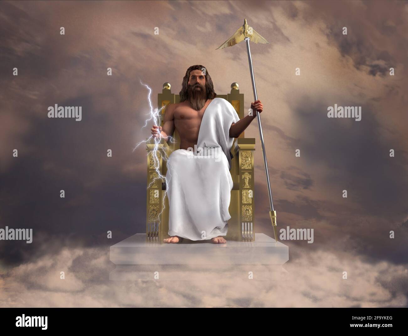 3D illustrazione del dio Zeus Foto Stock
