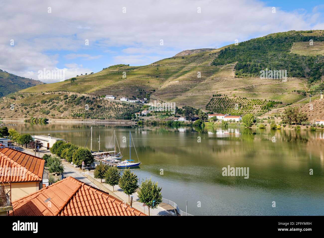 Il porticciolo di Folgosa do Douro e Covelinhas, sull'altra sponda del fiume Douro. Un sito patrimonio dell'umanità dell'UNESCO, il Portogallo Foto Stock