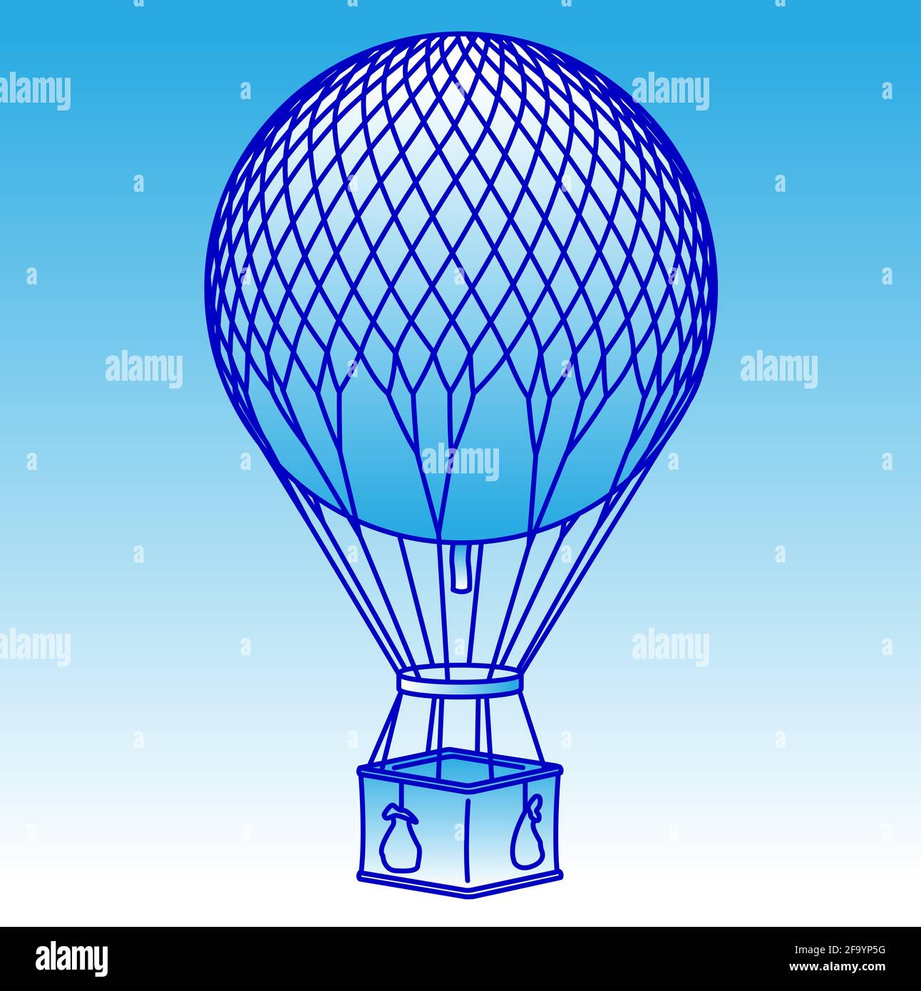 Bollatura ad aria calda, illustrazione vettoriale con sfumature di blu Illustrazione Vettoriale