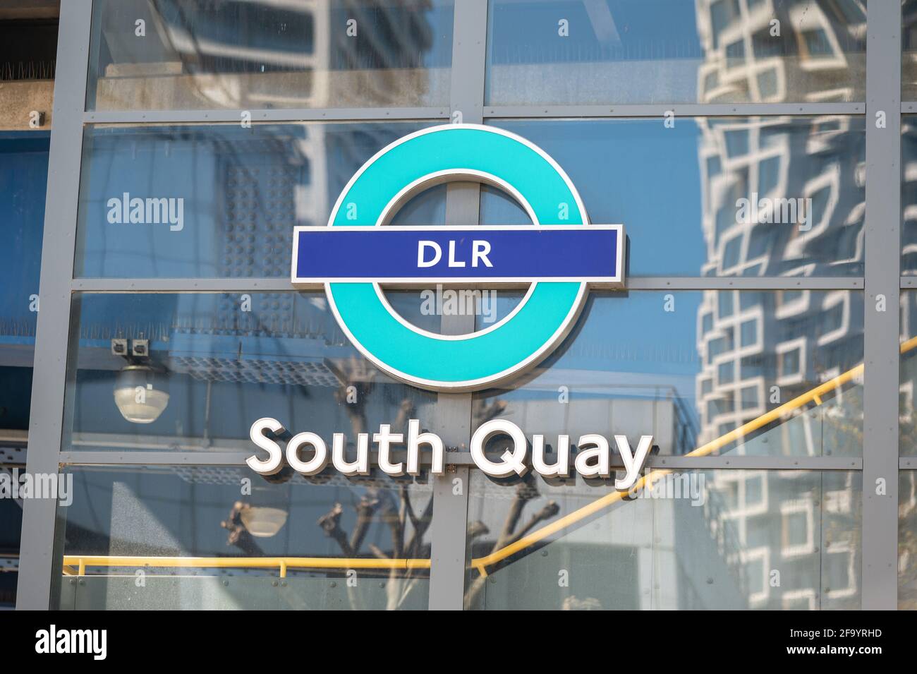 Stazione di South Quay sulla linea metropolitana DLR, Londra Foto Stock