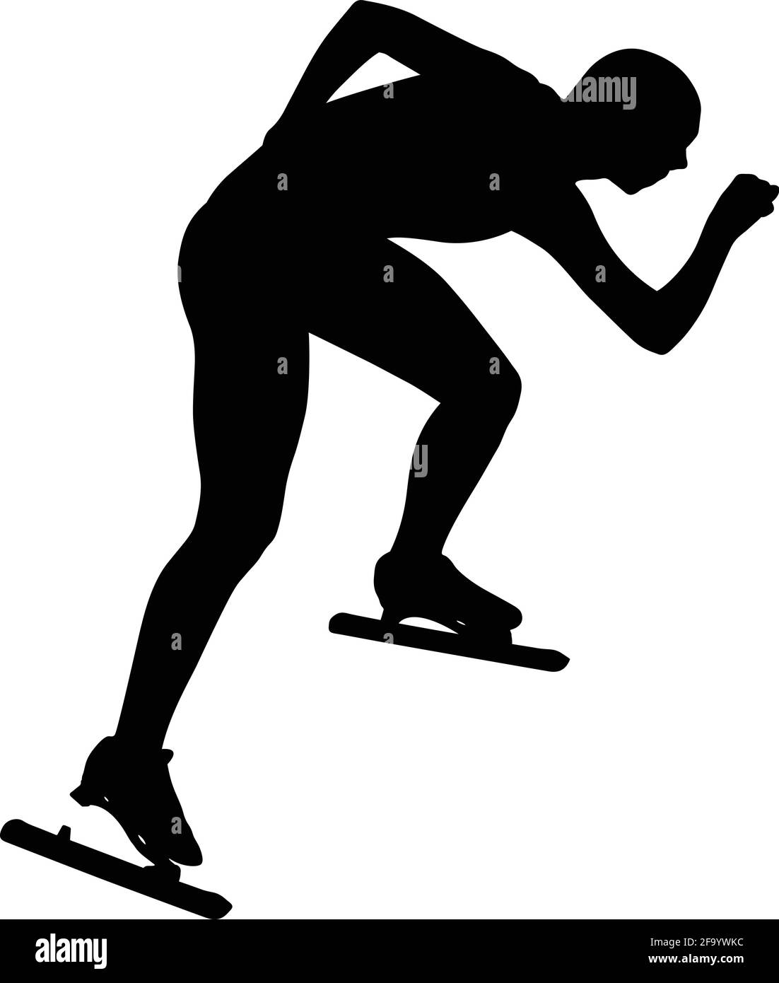 atleta maschile speed skater silhouette nera su sfondo bianco Illustrazione Vettoriale