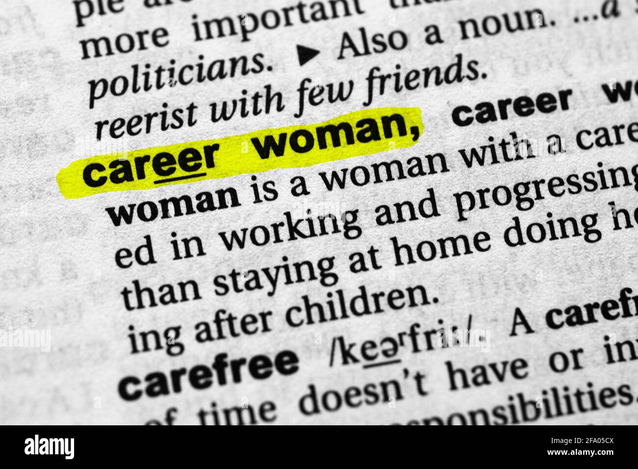 Concetto e significato della donna di carriera di parola evidenziato. Foto Stock