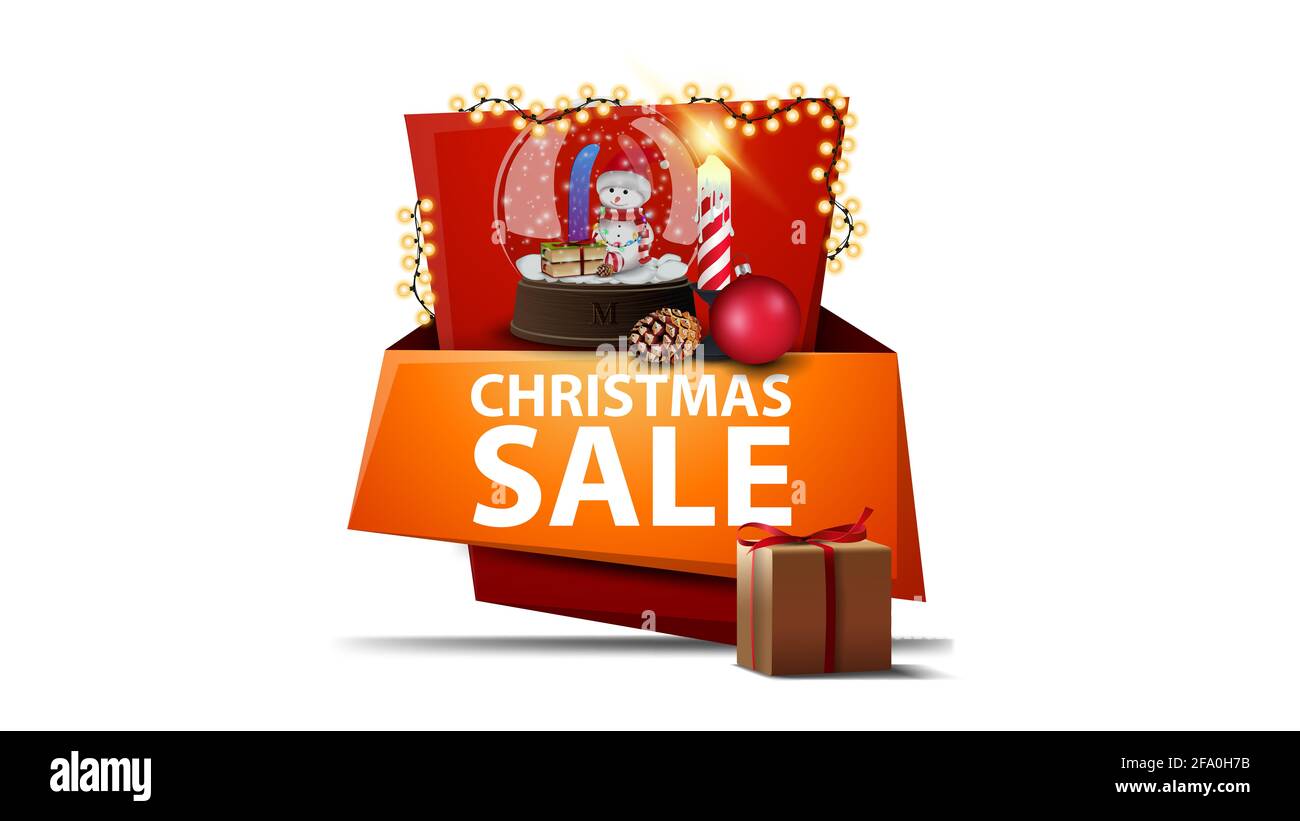 Cartoon sconto banner natalizio nella forma puntatore verticale con presenta Foto Stock