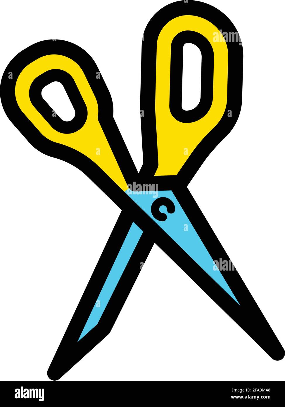 Icona o logo a forbice in stile semplice, isolato su sfondo bianco Illustrazione Vettoriale