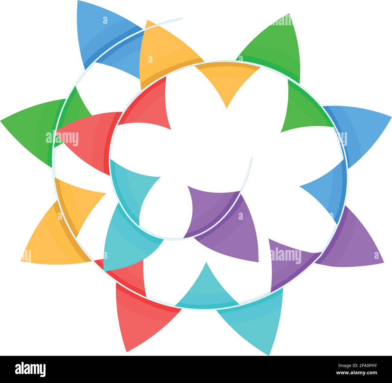 Una spirale di flag multicolore su un'illustrazione stringa .Vector Illustrazione Vettoriale