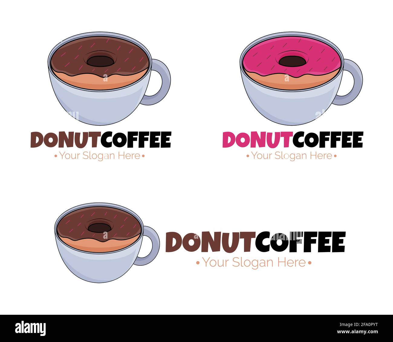 Illustrazione disegno vettoriale del modello del logo del caffè della ciambella per il azienda o azienda Illustrazione Vettoriale