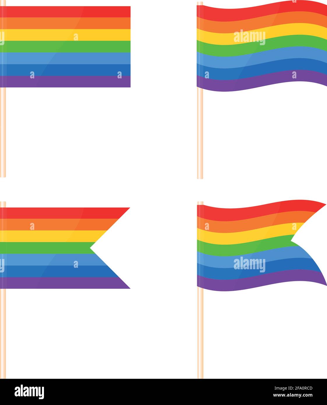 Una serie di bandiere rettangolari colorate. Sette colori dell'arcobaleno. Illustrazione vettoriale Illustrazione Vettoriale