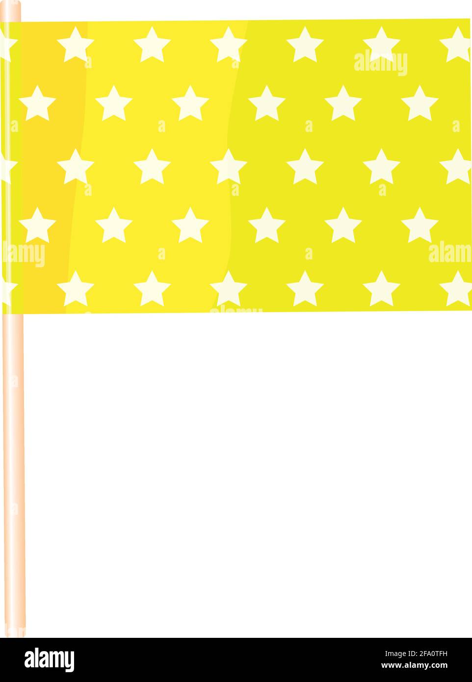 Bandiera gialla con stelle su un palo di legno. Illustrazione vettoriale Illustrazione Vettoriale