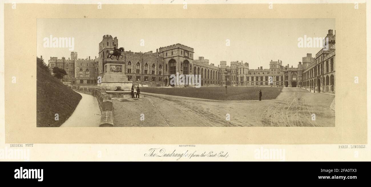 The Quadrangle (dall'East End), Castello di Windsor, Windsor, Inghilterra, 1867. Fotografia di André Adolphe Eugène Disderi (1819-1889). Foto Stock