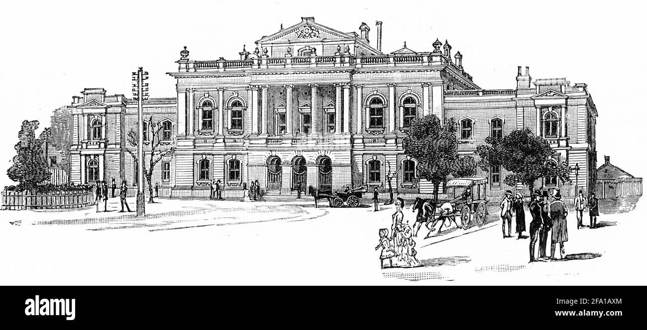 Incisione dell'edificio della Corte Suprema ad Adelaide, Australia Meridionale durante il 1880 Foto Stock