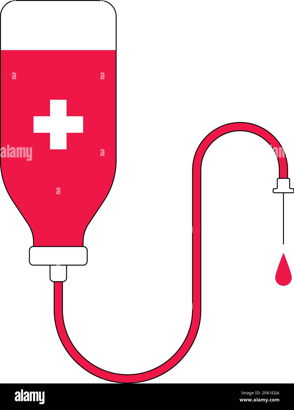 Icona della sacca di sangue. Illustrazione vettoriale, design piatto Illustrazione Vettoriale