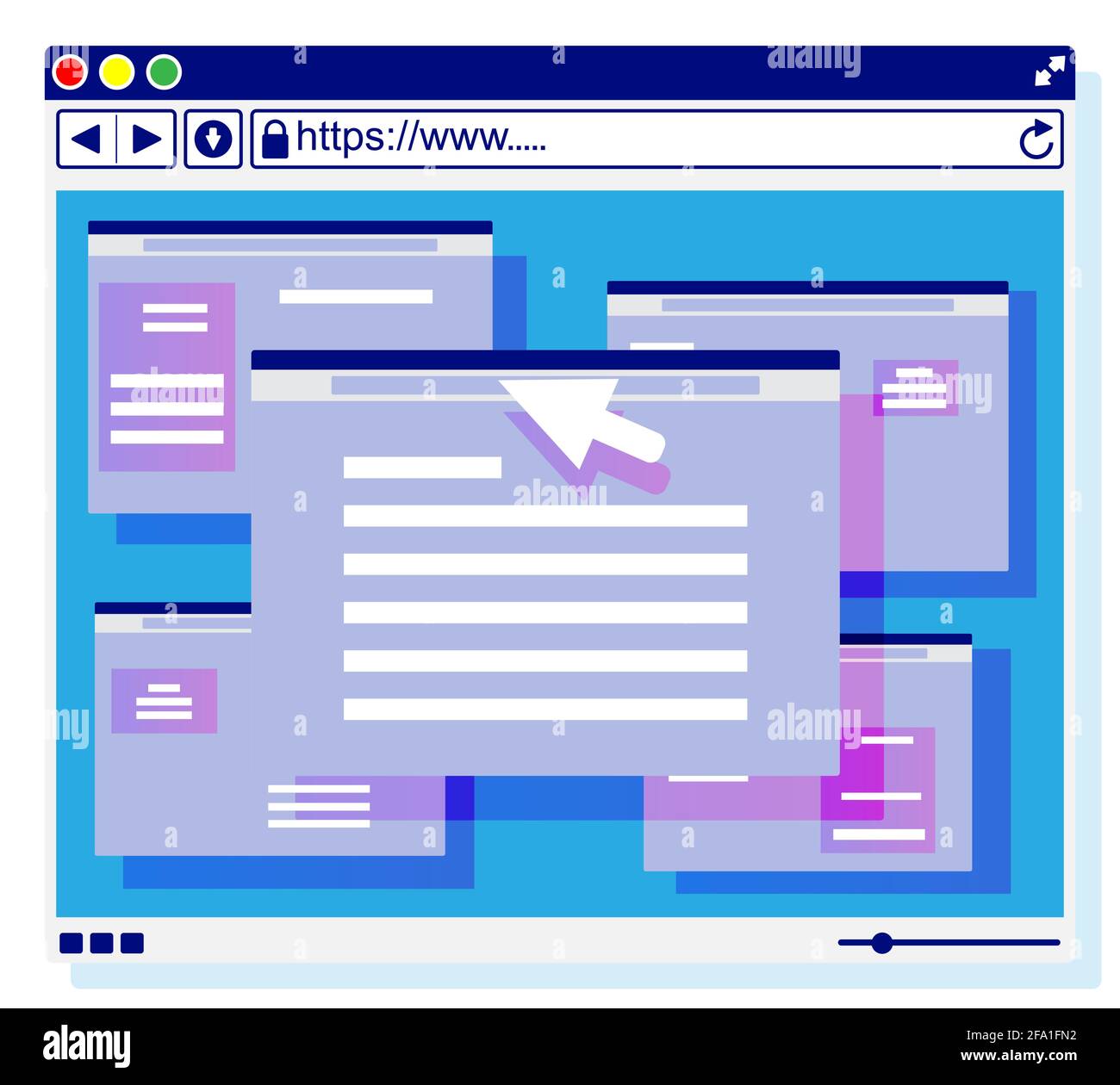 Finestra del browser. Interfaccia utente del sistema operativo Illustrazione Vettoriale