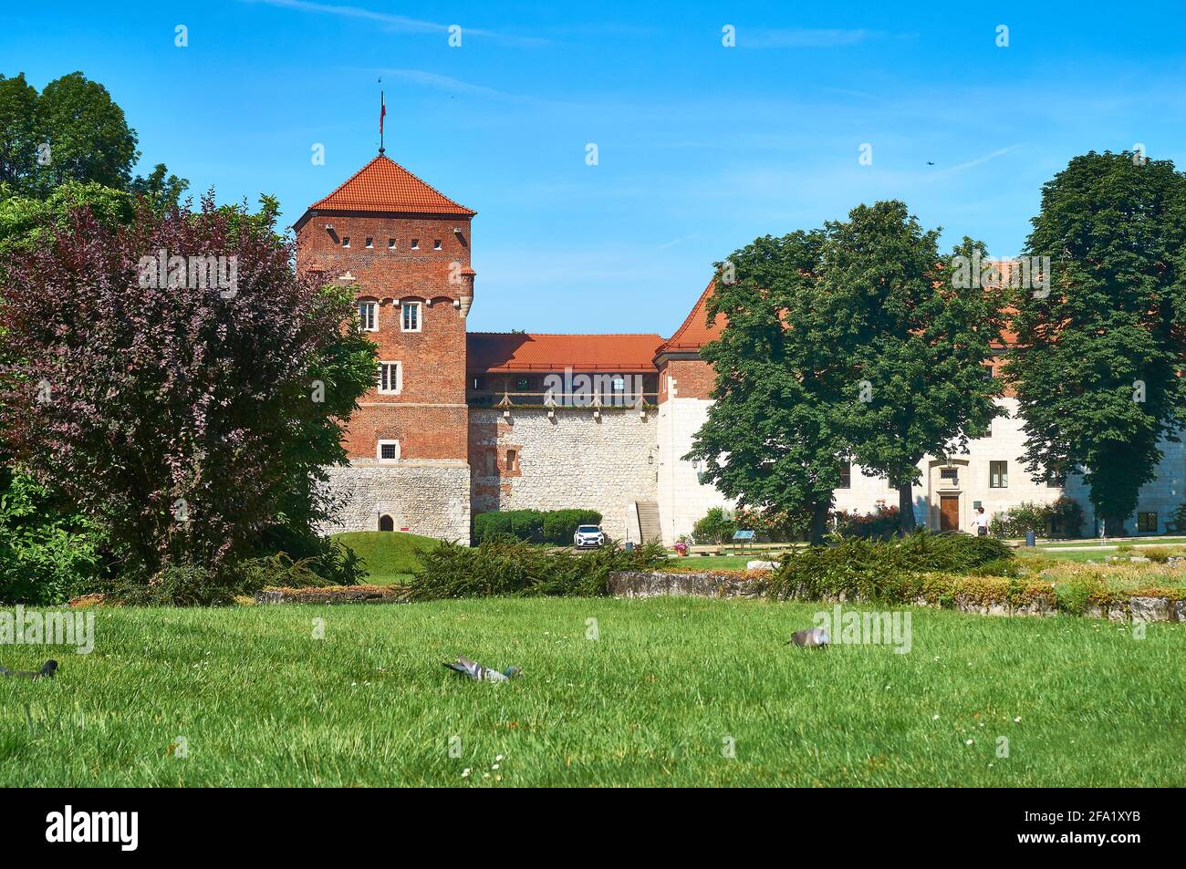 Il Castello di Wawel è una residenza del castello situata nel centro di Kraków, in Polonia Foto Stock