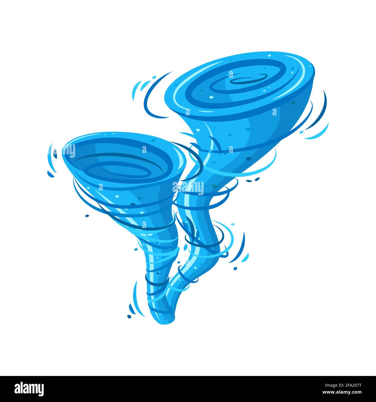 Doppio ciclone con idromassaggio isolato su sfondo bianco. Idromassaggio ad acqua per il design dei giochi. Illustrazione vettoriale cartoon Illustrazione Vettoriale