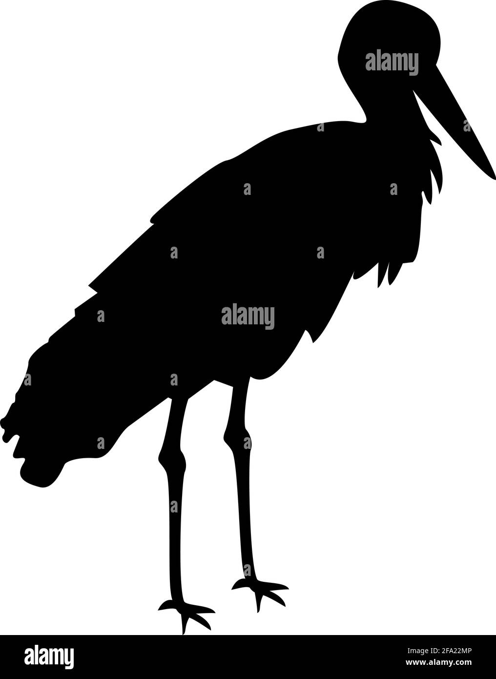 Silhouette cicogna uccello stativo gru airone nero colore vettore illustrazione immagine semplice stile piatto Illustrazione Vettoriale