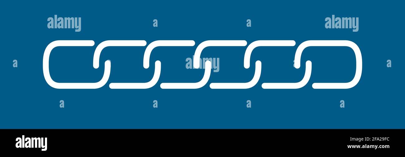 Linea di collegamento a catena su sfondo blu. Illustrazione vettoriale in stile piatto blu. Illustrazione Vettoriale