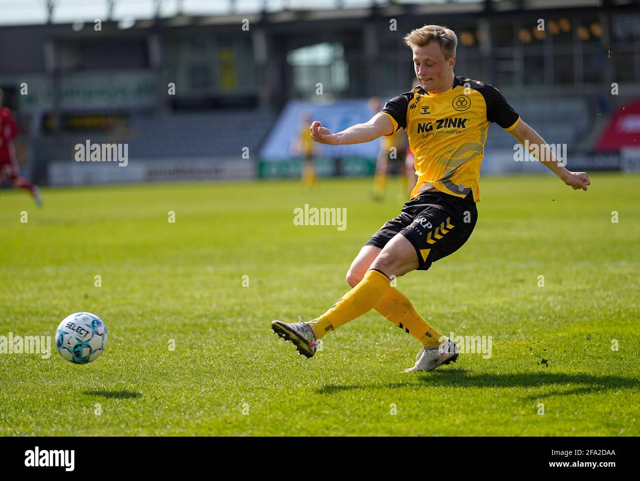 CASA Arena Horsens, Horsens, Danimarca. 18 Apr 2021. Horsens' Casper Tengstedt durante Lyngby su CASA Arena Horsens, Horsens, Danimarca. Kim Price/CSM/Alamy Live News Foto Stock