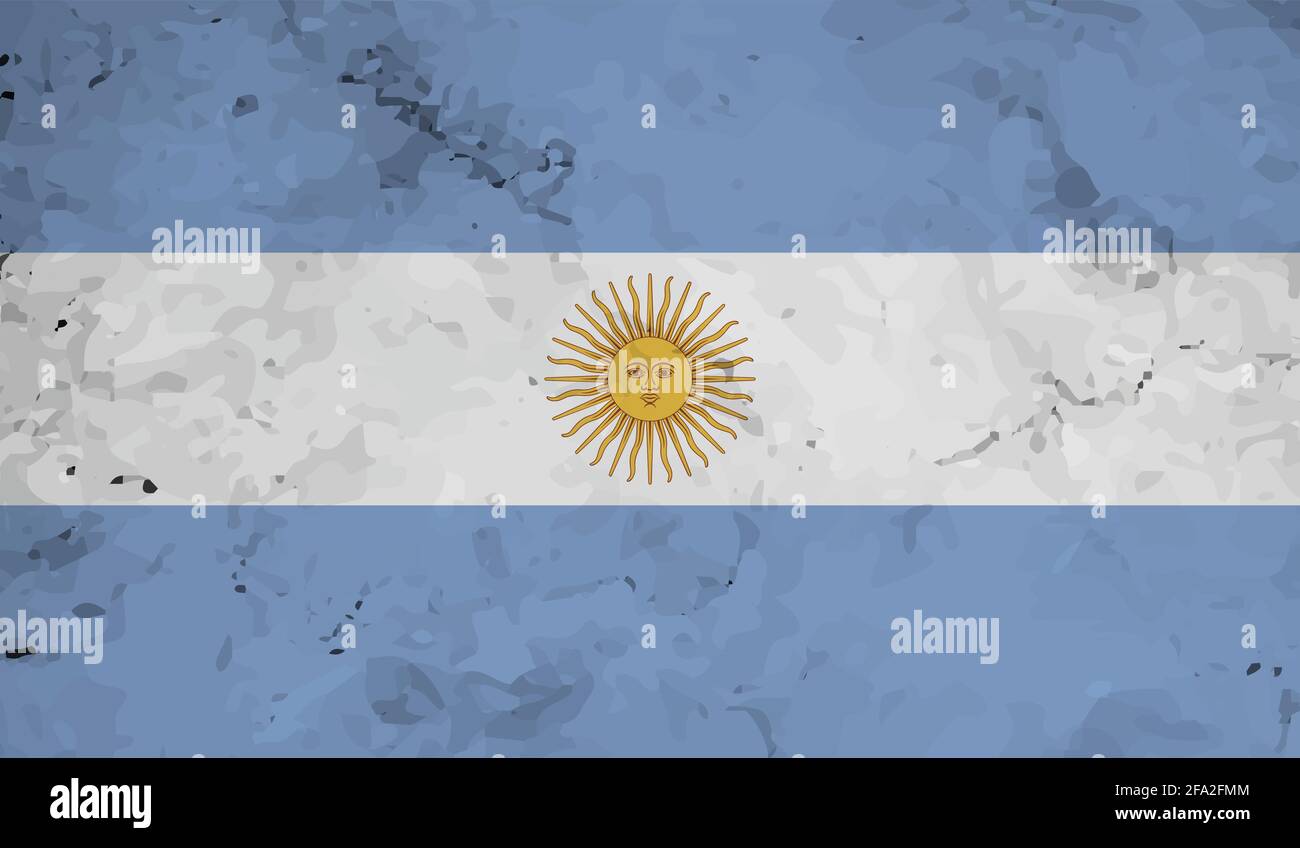 Bandiera argentina con tessitura ondulata grunge. Sfondo vettoriale. Illustrazione Vettoriale