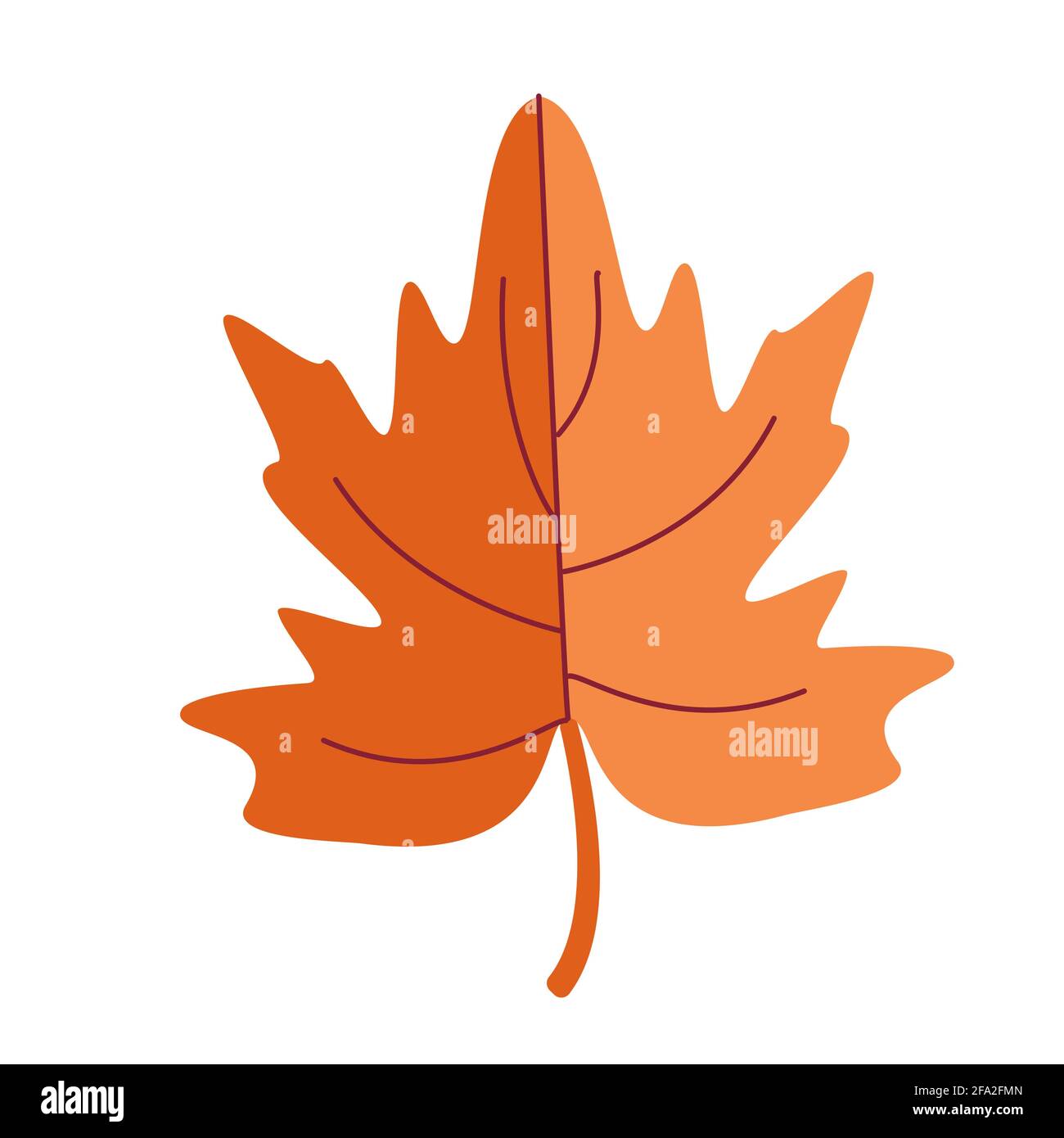 Foglia d'acero arancione brillante, elemento floreale in stile doodle, disegno a mano Illustrazione Vettoriale