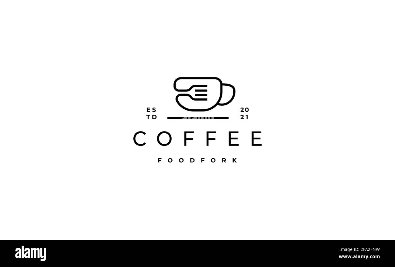 design con logo per forchetta per caffè Illustrazione Vettoriale