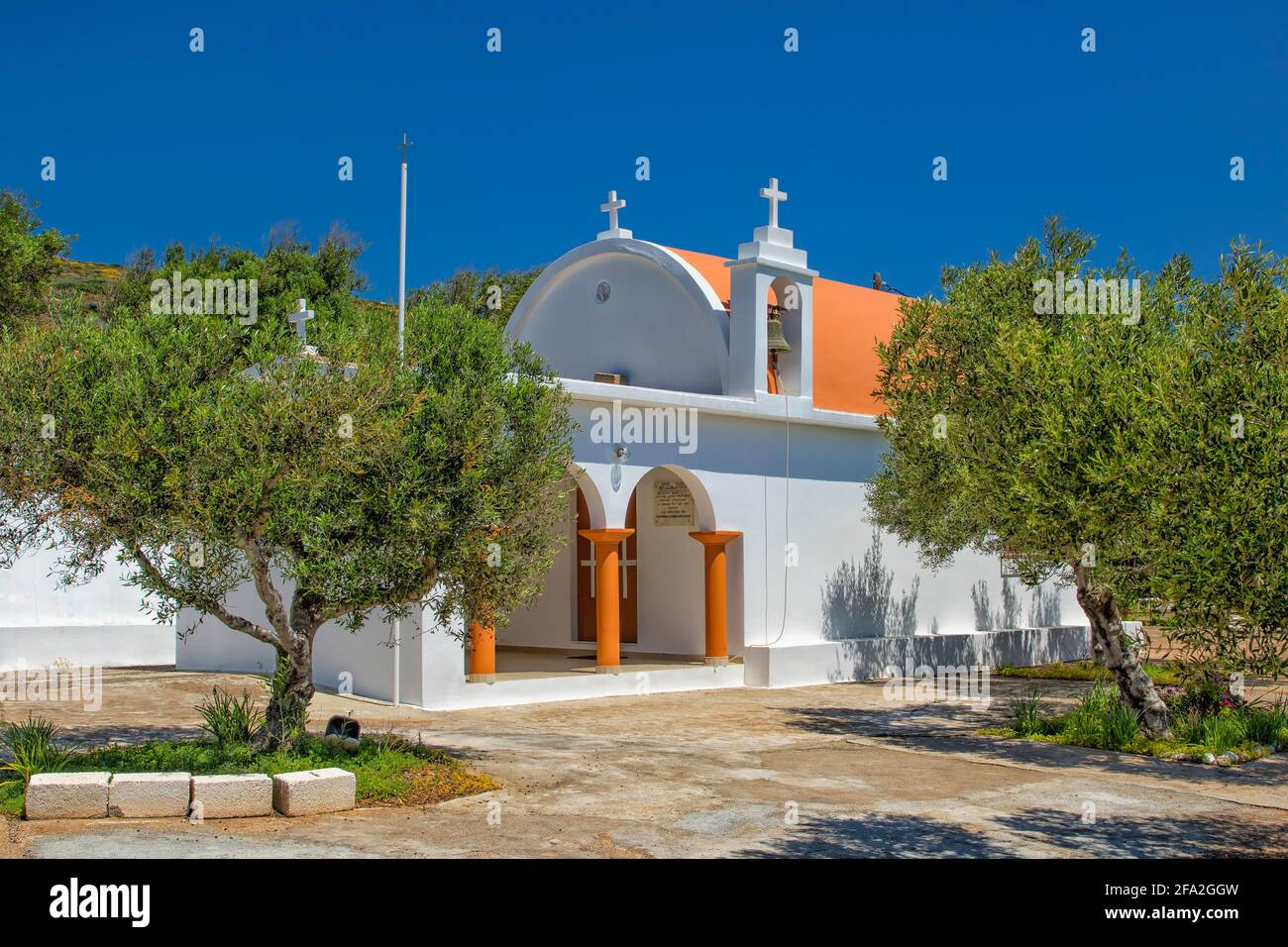 Chiesa ortodossa nella regione di Lassithi, isola di Creta Foto Stock