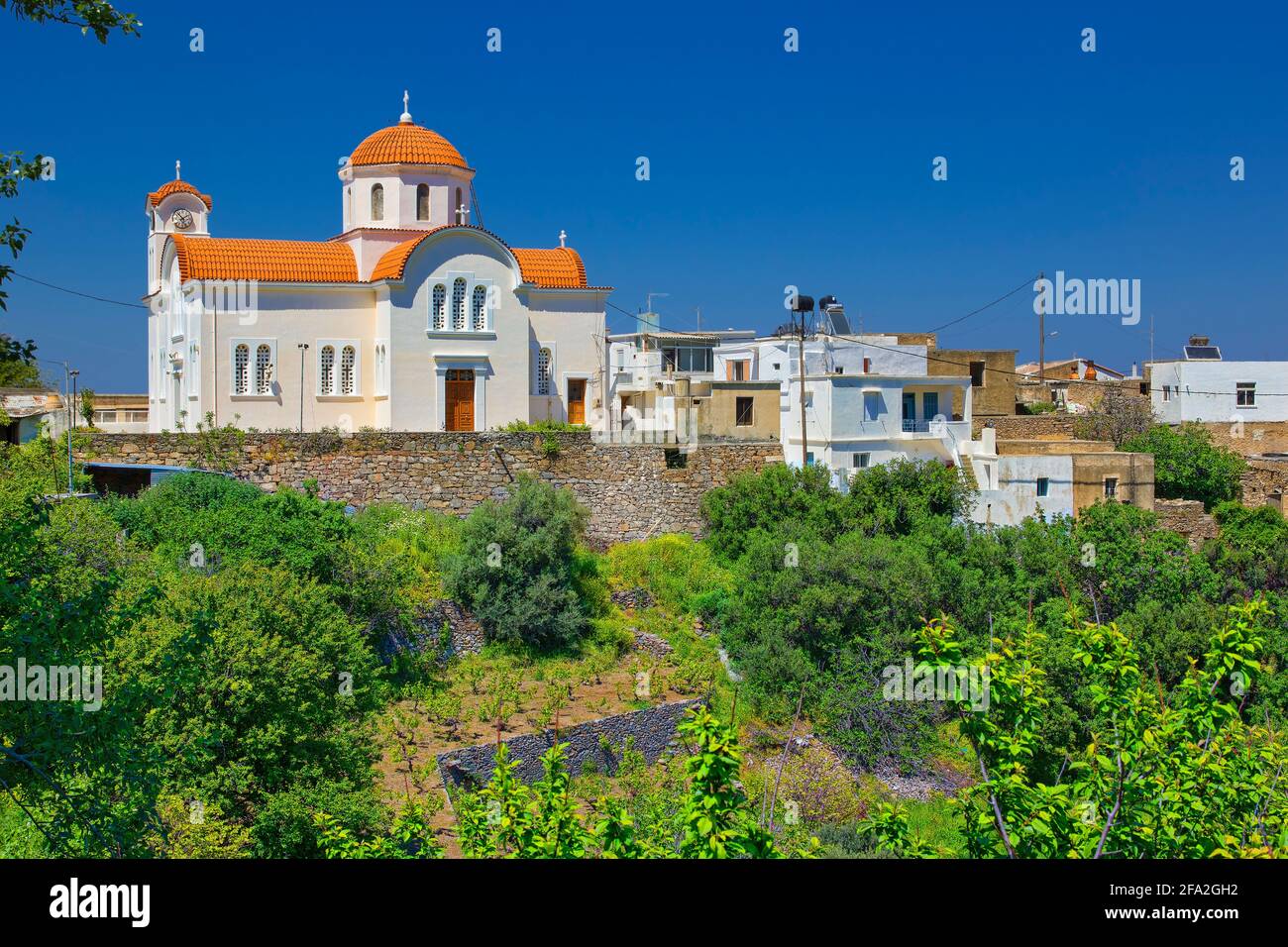 Chiesa ortodossa nella regione di Lassithi, isola di Creta Foto Stock