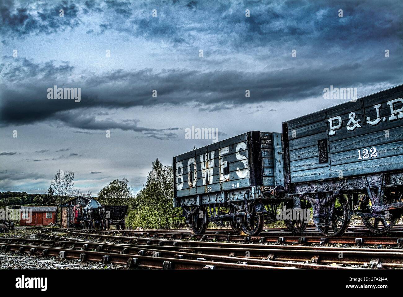 Vagoni ferroviari in vagliatura Foto Stock