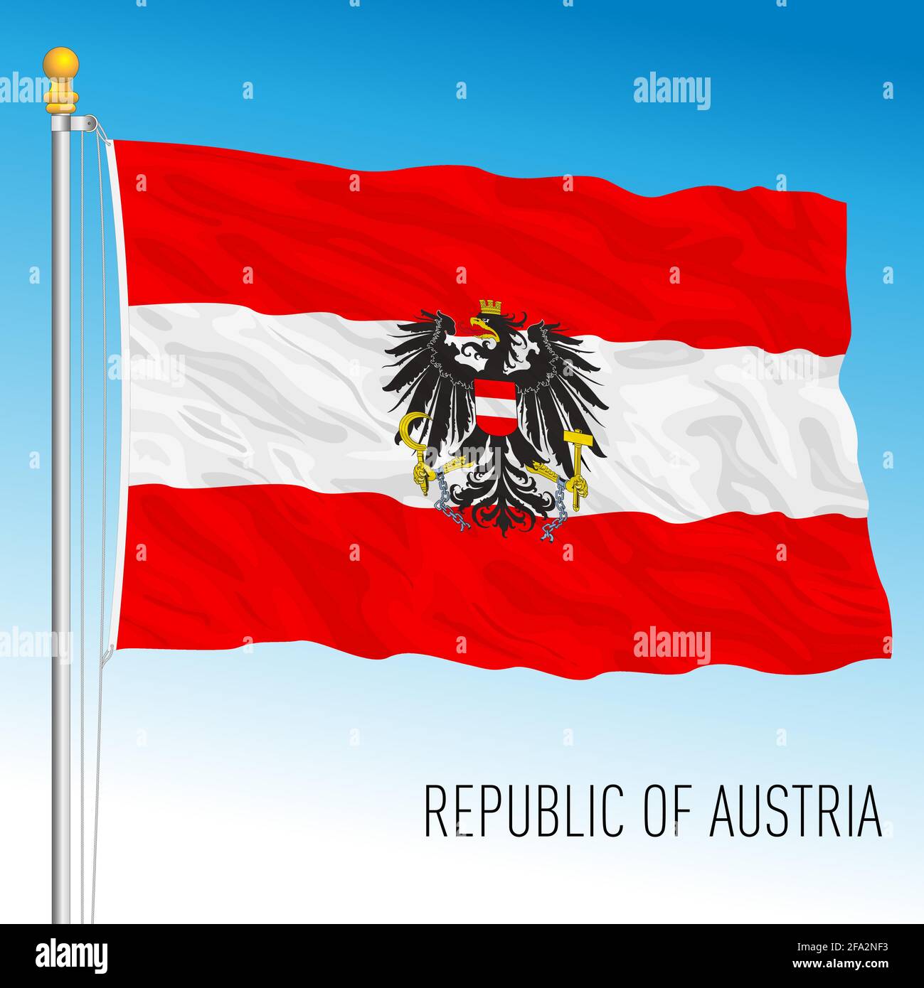 Bandiera nazionale ufficiale dell'Austria, Repubblica d'Austria, Unione europea, illustrazione vettoriale Illustrazione Vettoriale