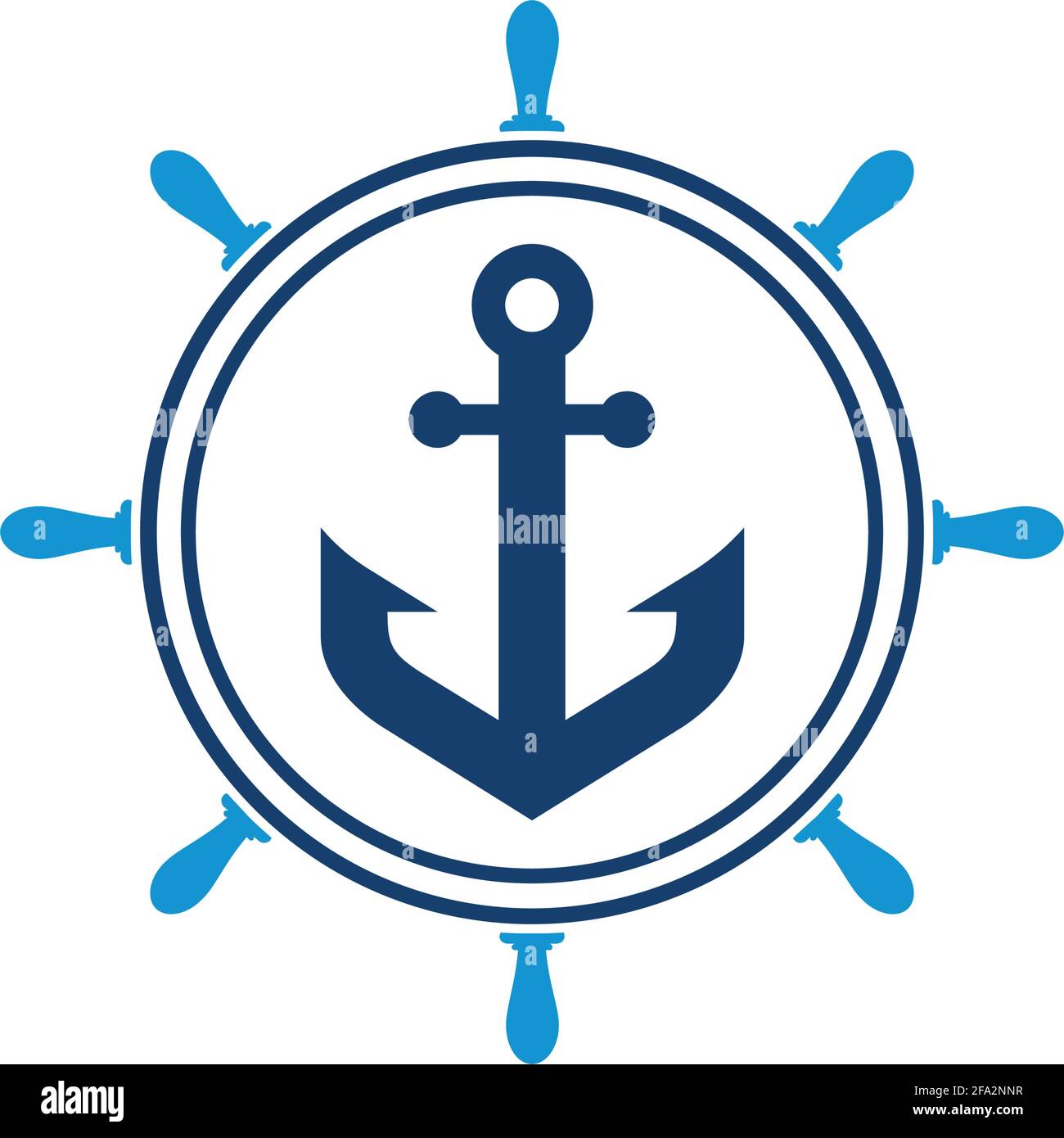 design grafico vettoriale dell'icona del logo dell'ancoraggio della ruota Illustrazione Vettoriale