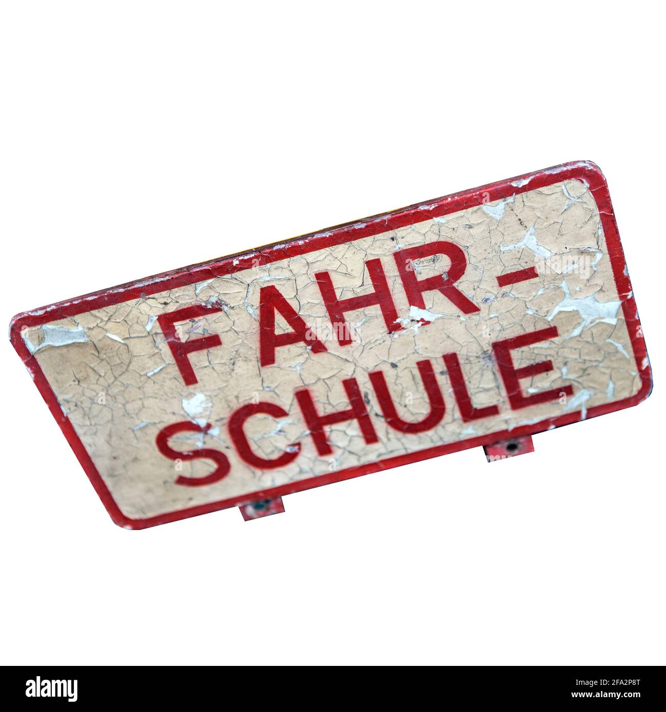 Historiisches Fahrschule Schild mit Patina. Foto Stock