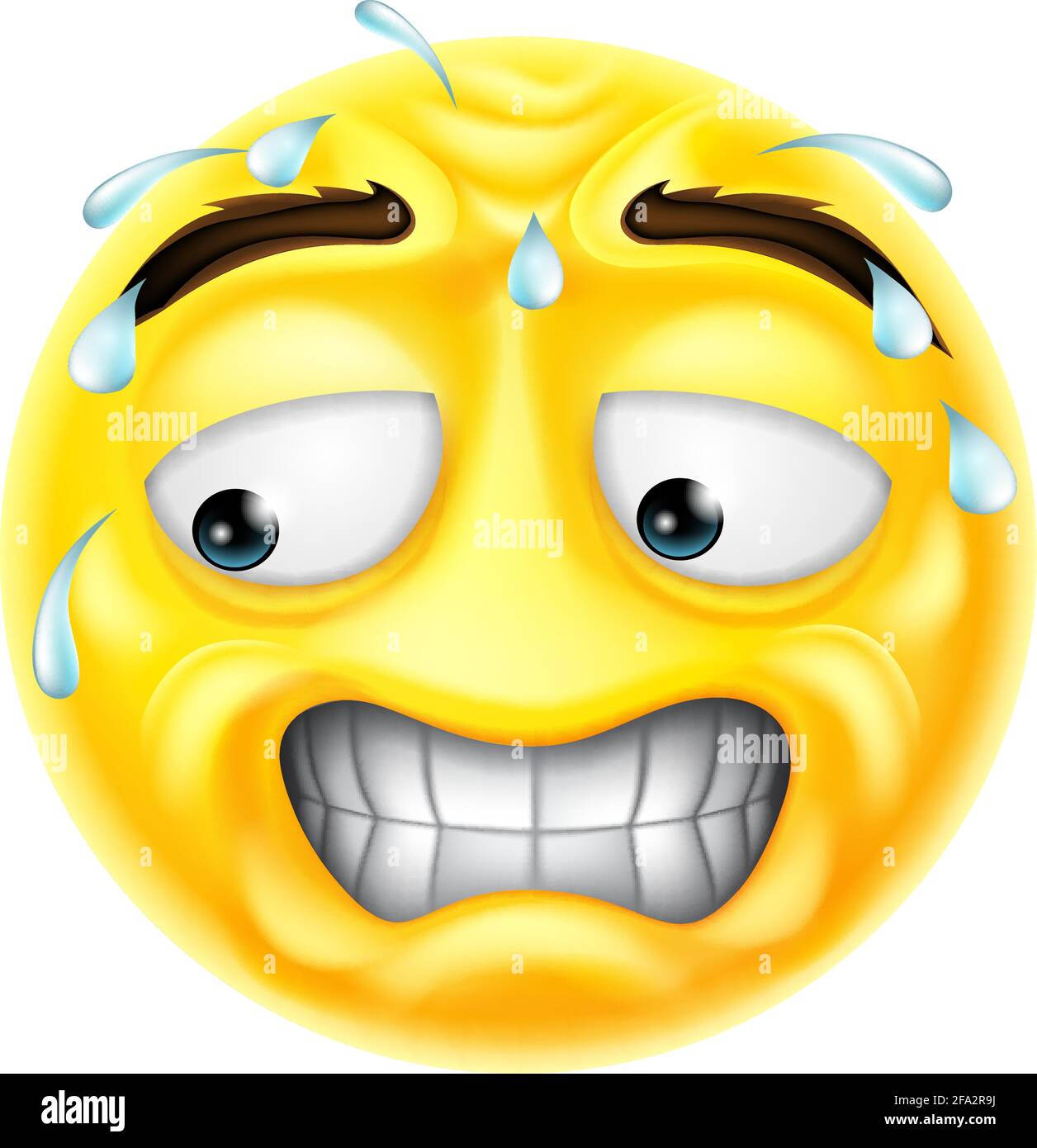 Temuto sudare temuto Emoticon Cartoon faccia Illustrazione Vettoriale