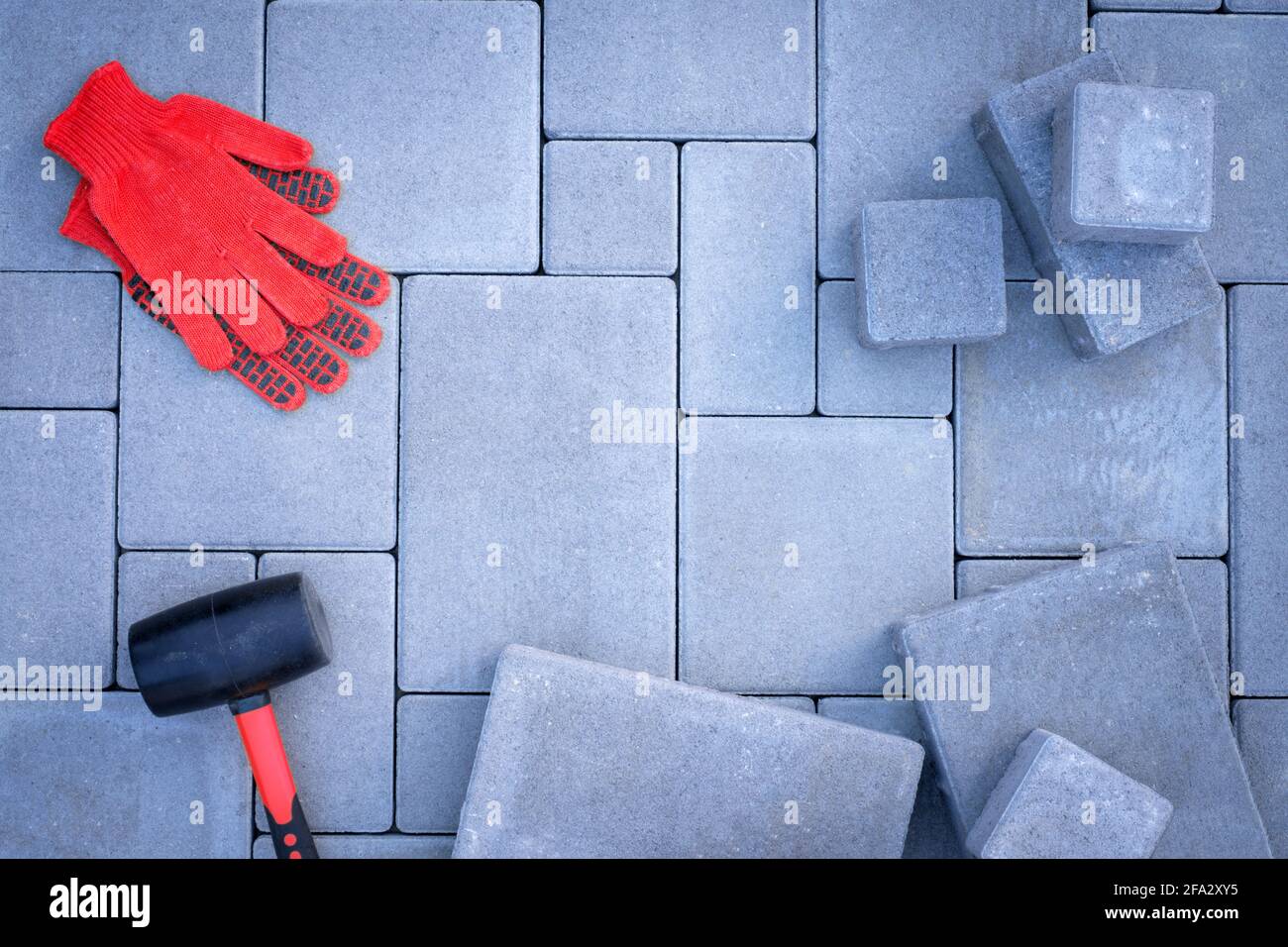 Pietre per pavimentazione primo piano per pavimentazione Foto Stock