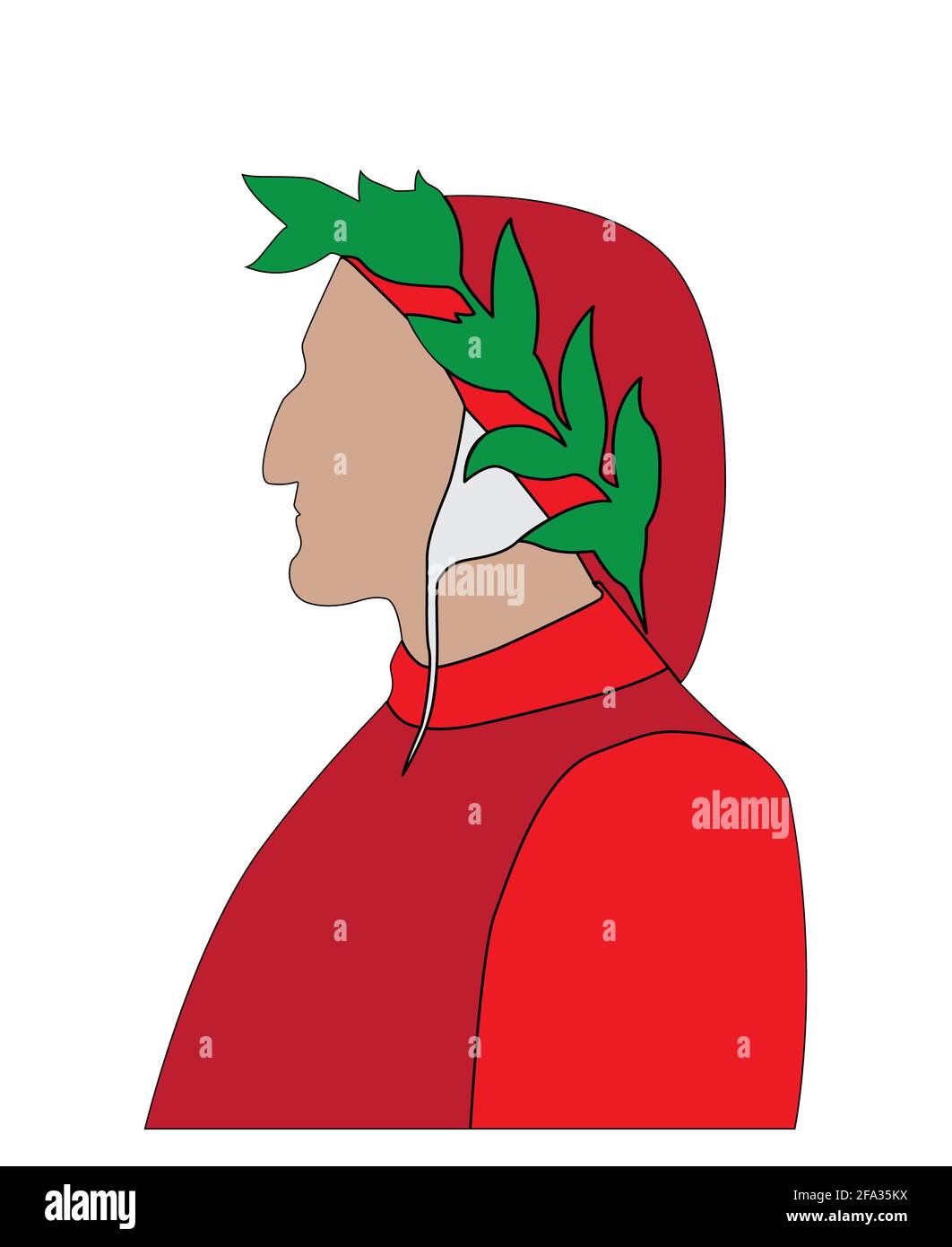 Illustrazione del ritratto di Dante Alighieri Foto Stock