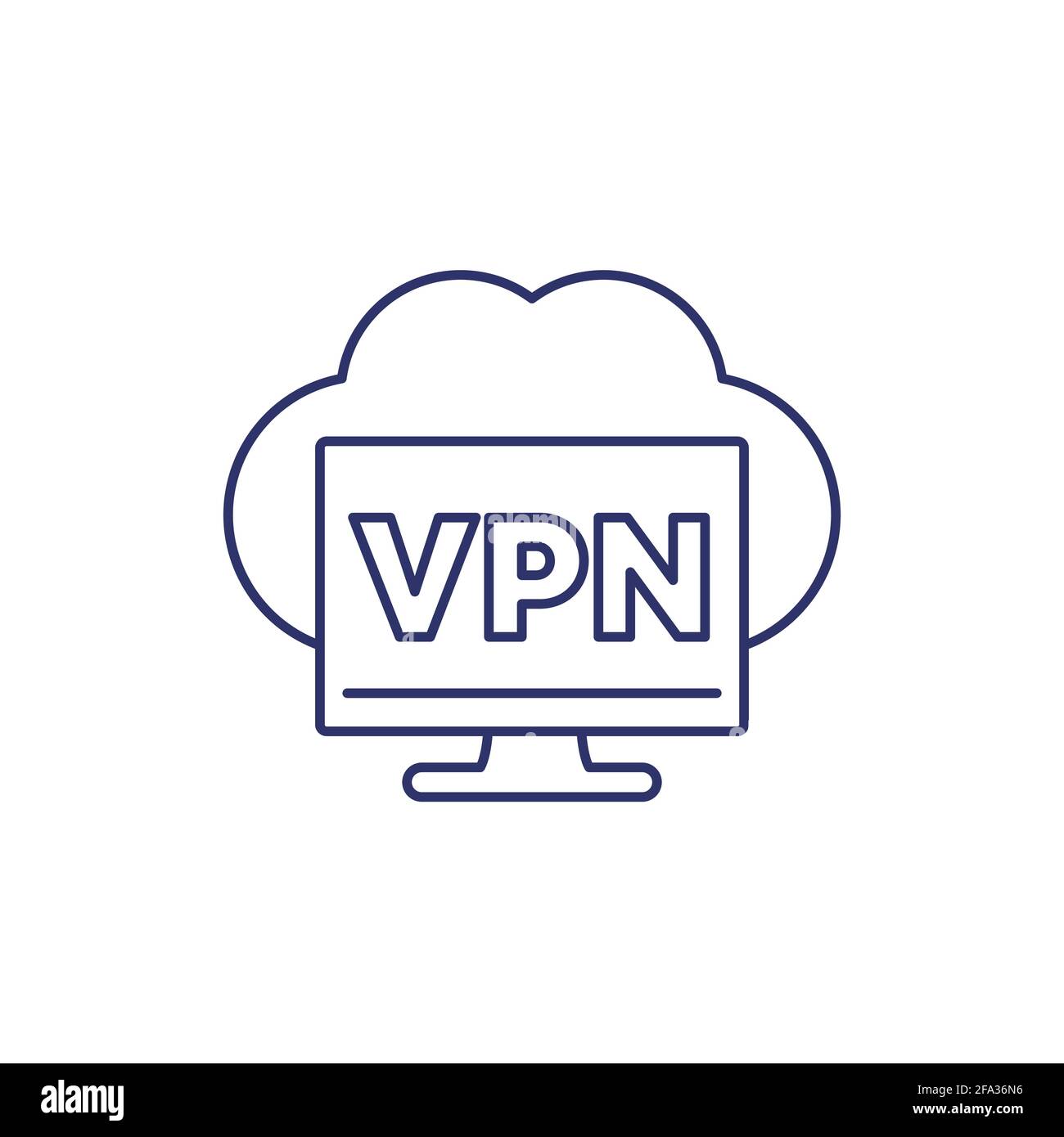 Icona della linea di servizio VPN bianca Illustrazione Vettoriale